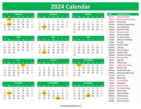 2024 Calendar of Events .